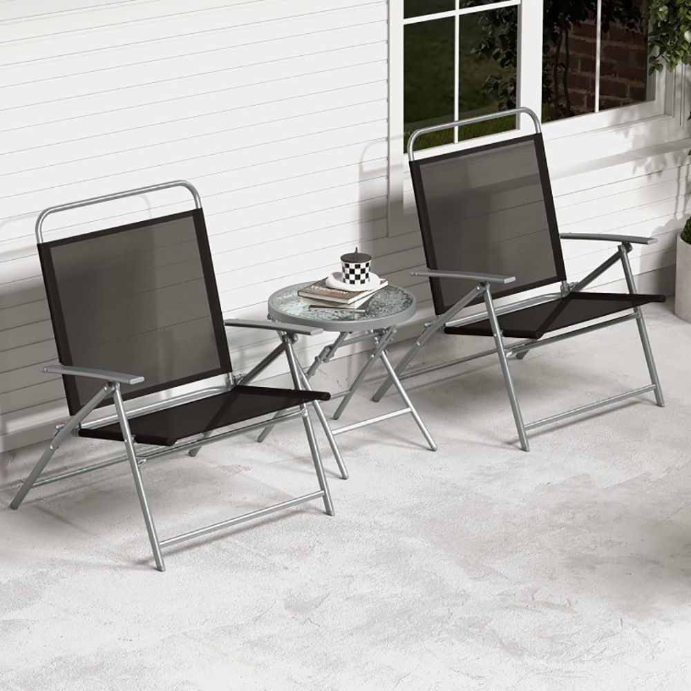 3 Pieces Patio Folding Chair Set Outdoor Metal Conversation Set New Era Fashion LLc