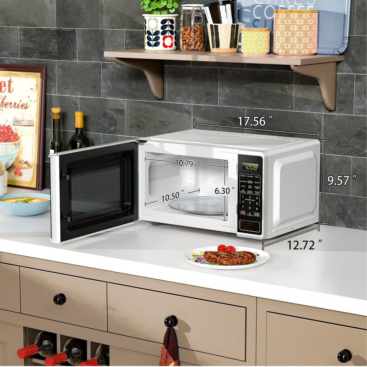 0.7 Cu ft Countertop Microwave Oven, 700 Watts, White New Era Fashion LLc