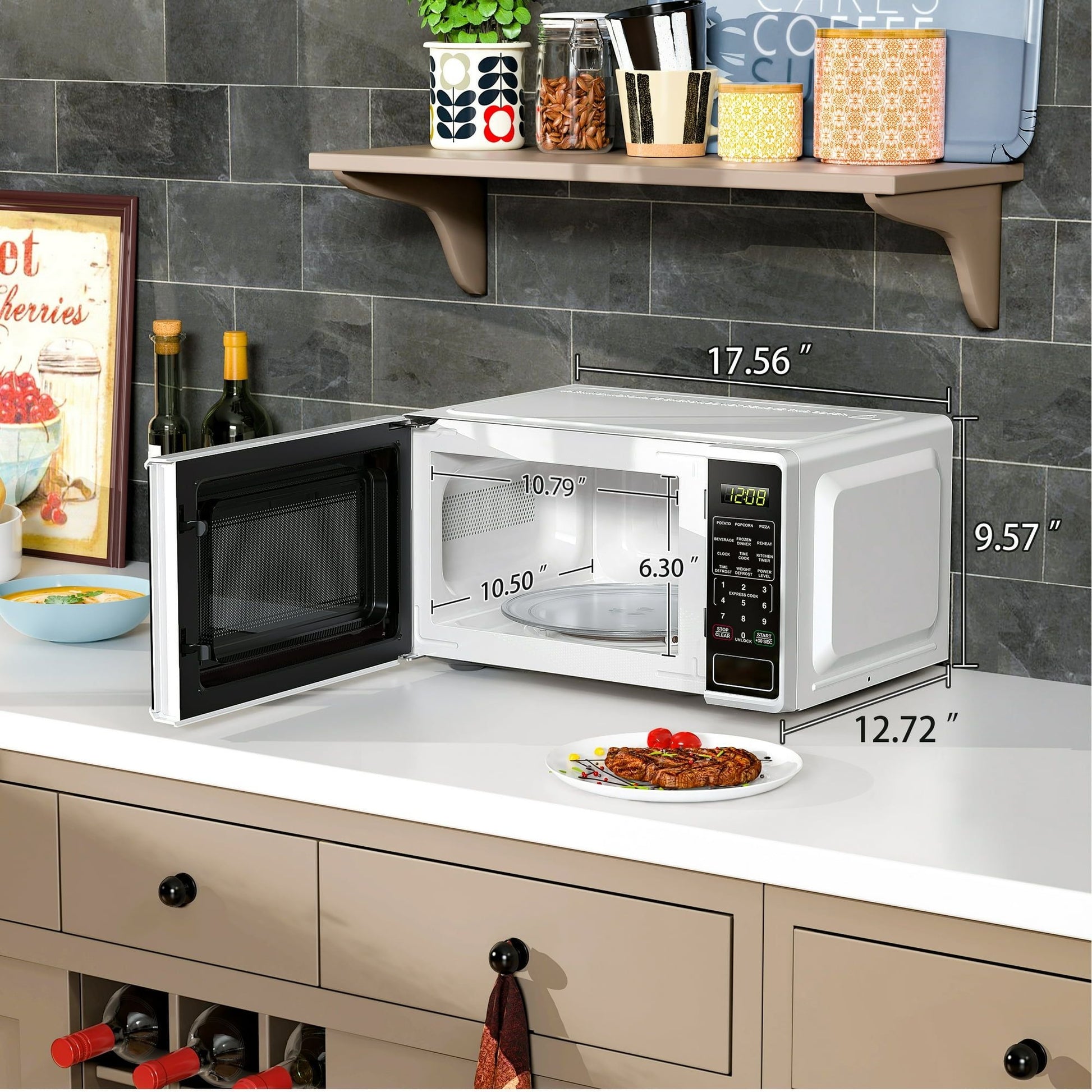0.7 Cu ft Countertop Microwave Oven, 700 Watts, White New Era Fashion LLc