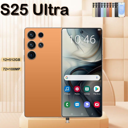 I25 Ultra 5G Smartphone, Unlocked Cell Phone, 6.8" HD Screen Unlocked Phones,  , 6000mAh Battery, Built in Pen, 12+512GB, Android 14, Face ID+Fingerprint Lock(Orange) New Era Fashion LLc