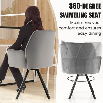 Set of 2 Swivel Accent Arm Chairs with Metal Legs and Wide Back New Era Fashion LLc