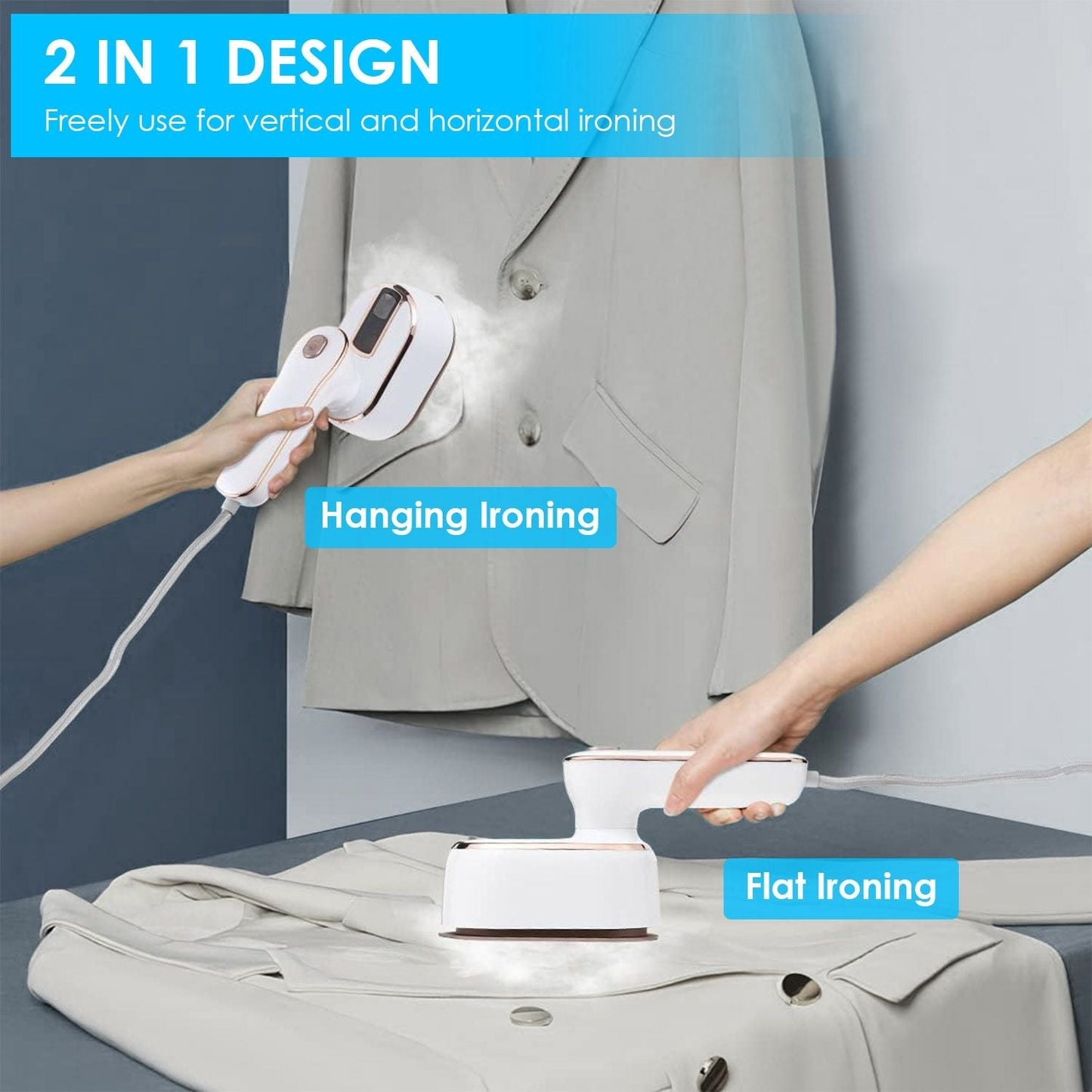 1000W Portable Handheld Steamer for Hang Flat Ironing Travel Garment Steamer with 180° Rotatable Handle 10S Fast Heating Clothing Wrinkles Remover for Home Office Travel New Era Fashion LLc
