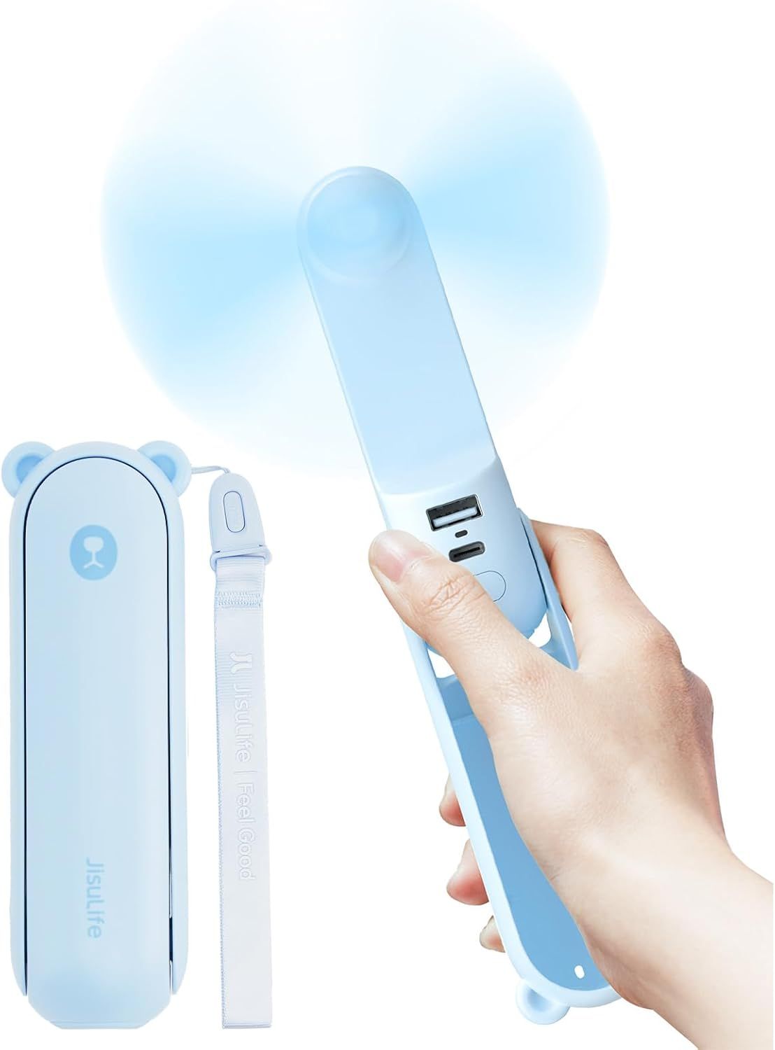 Handheld Fan with 4500 mAh Powerbank Max 37 Hours Runtime, Pocket Portable Battery Operated or USB Powered Folding Personal Fan, 3 Speeds, Gifts for Women Men Kids Gift for Festival New Era Fashion LLc