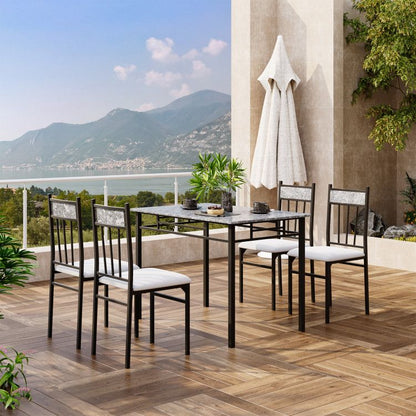 5 Pieces Faux Marble Dining Set Table New Era Fashion LLc