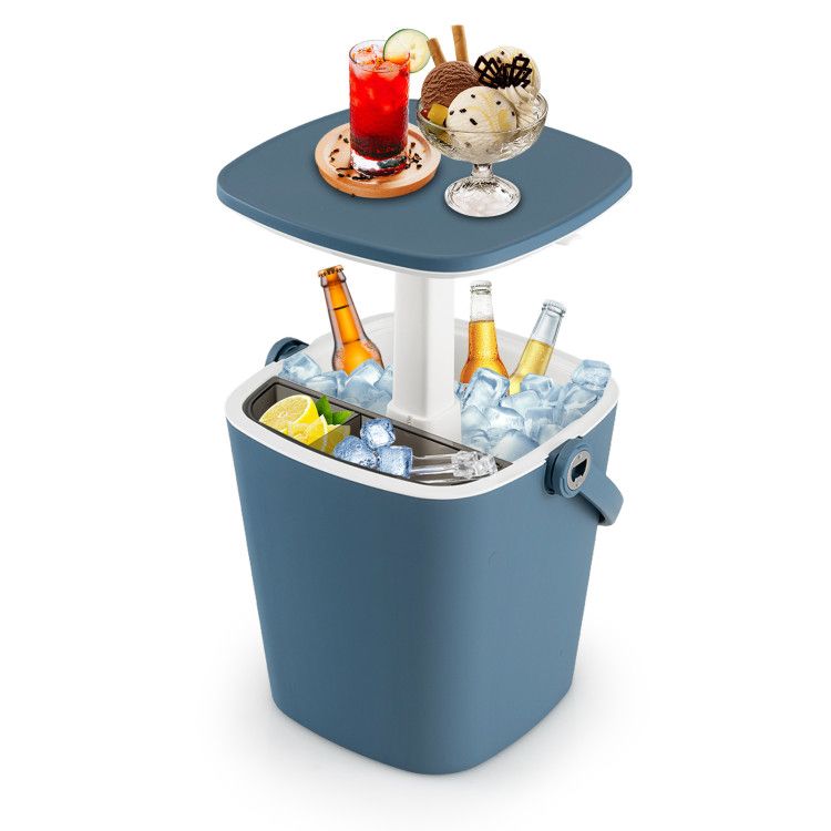 3-in-1 Portable Cooler Bar Table with Bottle Opener and Lift Top Lid for Camping Poolside New Era Fashion LLc