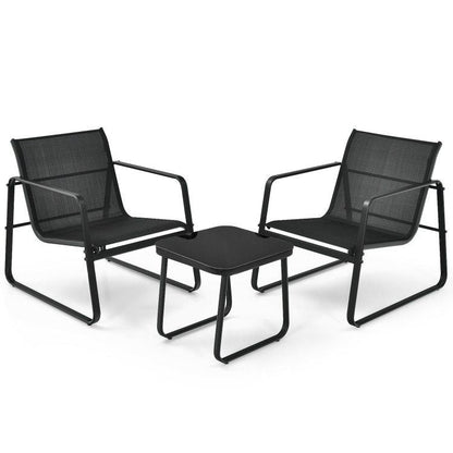 3 Pieces Patio Bistro Furniture Set with Glass Top Table Garden Deck New Era Fashion LLc