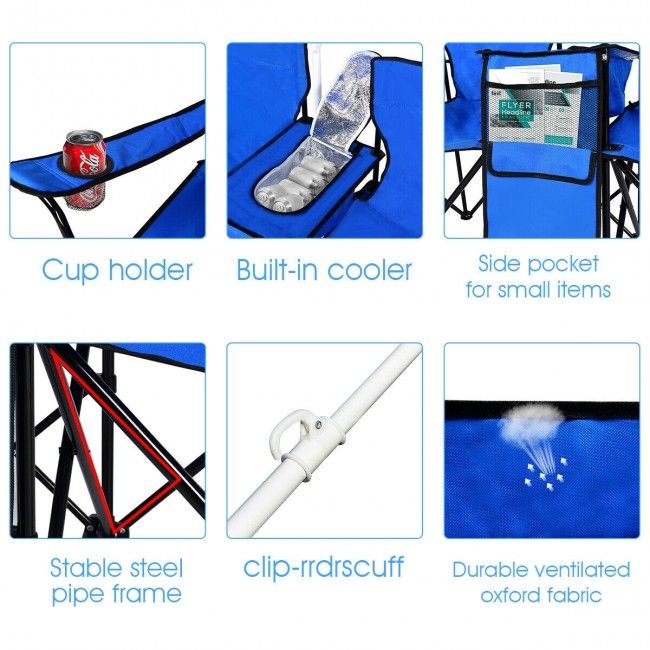 Portable Folding Picnic Double Chair With Umbrella New Era Fashion LLc