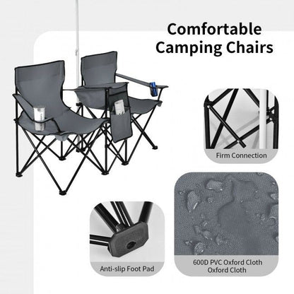 Portable Folding Picnic Double Chair With Umbrella New Era Fashion LLc