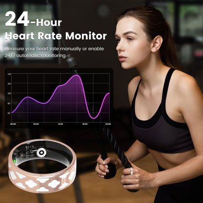 Size7/8/9/10 Options -- 1Pc Smart Ring Health Tracker Fitness/Sleep/Stress/HRV Tracker with Charging Case Magnetic Charging Cable for Women & Men Compatible with iOS & Android 7-Day Battery Life New Era Fashion LLc