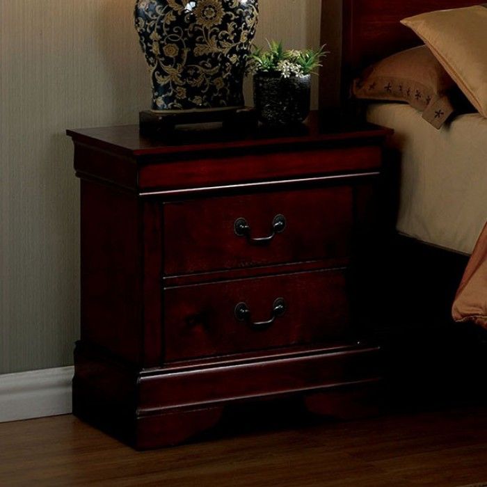 1pc Nightstand Cherry Finish Louis Philippe Solid wood English Dovetail Construction Antique Nickle Hanging Pulls New Era Fashion LLc