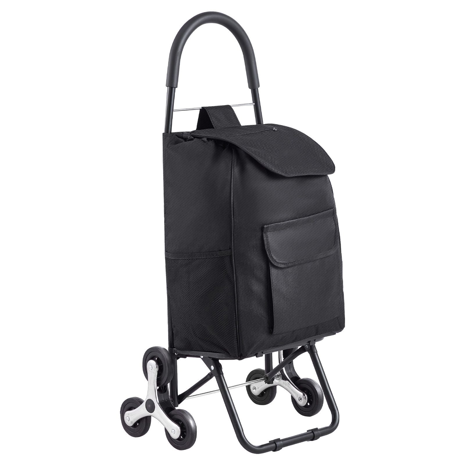 Stair Climber Trolley Dolly, 36L Folding Shopping Cart, Grocery Cart Trolley Laundry Stair Climbing Handcart with 6 Wheels & Oxford Cloth Bag, Foldable Cart for Shopping Grocery Laundry, Black New Era Fashion LLc