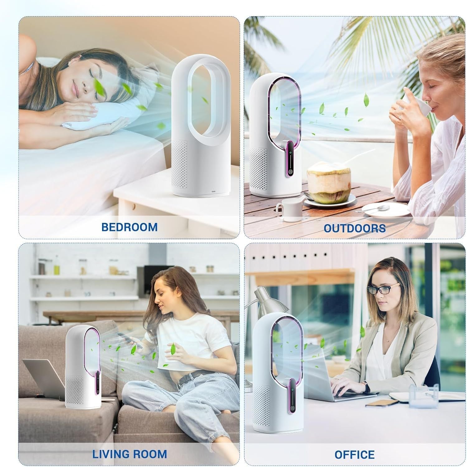 Bladeless Desk Fan, 11.8 Inch Small Rechargeable Fan, Quiet Office Fan, 3 Speeds, Touch Control, Easy to Clean, Desk Fan Small Quiet, Ideal for Home, Office, Travel New Era Fashion LLc