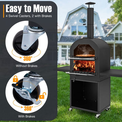 Outdoor Pizza Oven with Protective Cover and Grill Racks and Built-in Thermometer New Era Fashion LLc