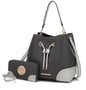 MKF Collection Candice Color Block Bucket Handbag with matching Wallet by Mia K New Era Fashion LLc