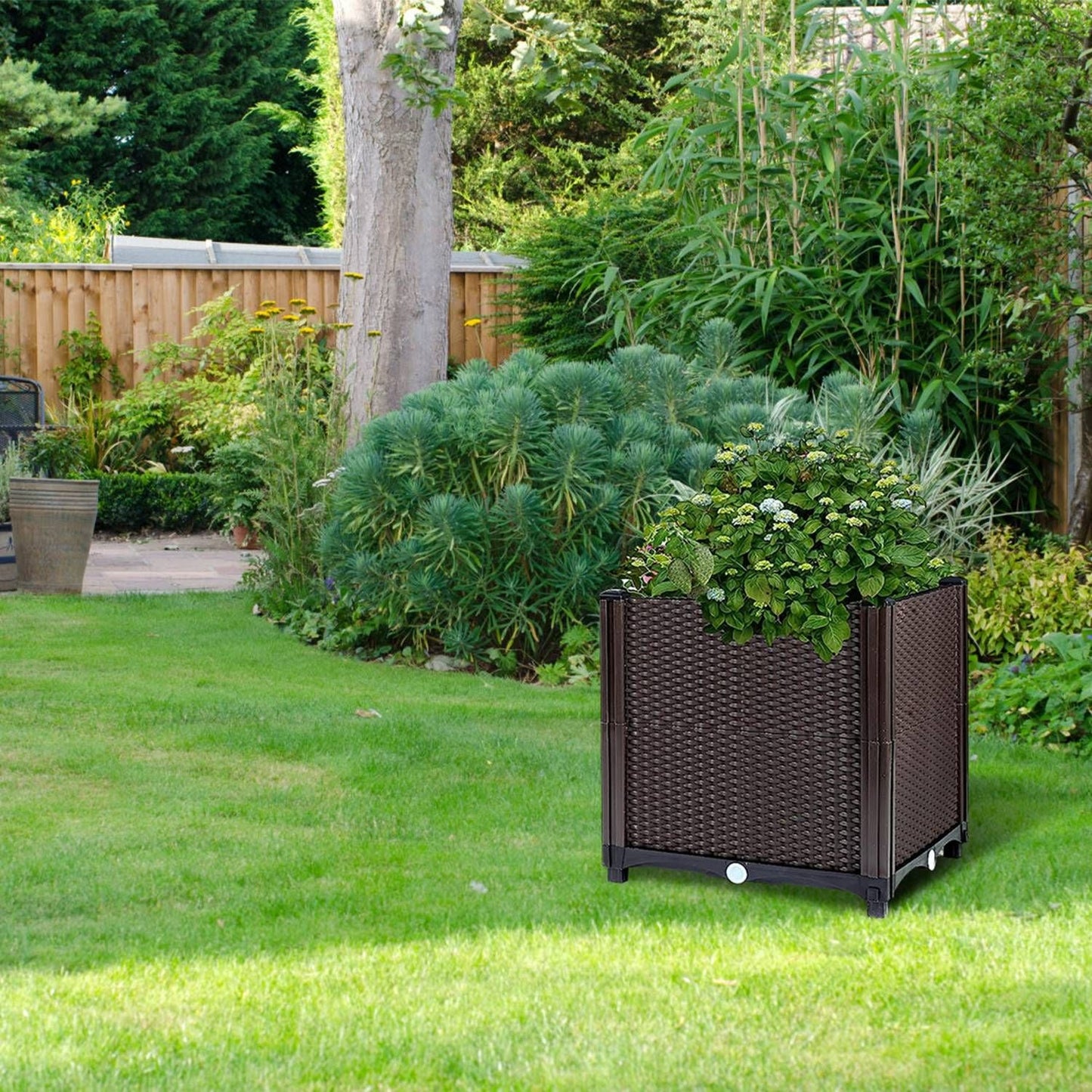 Raised Garden Bed with Self-watering System Rectangle Garden Planter for Garden Patio Balcony Elevated Planter Box for Flowers Vegetables Herbs New Era Fashion LLc