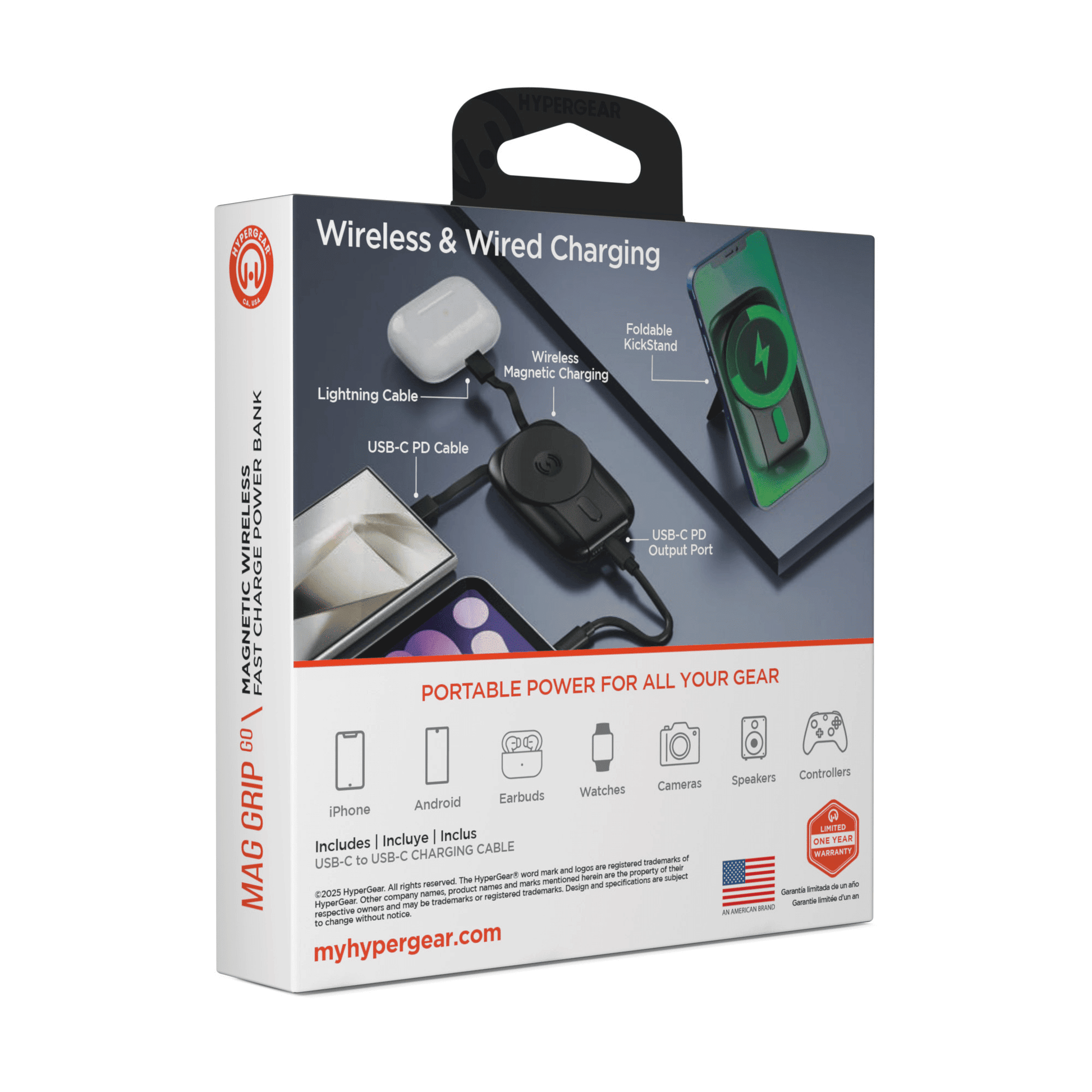 HyperGear Mag Grip Go 5000mAh Wireless Power Bank New Era Fashion LLc