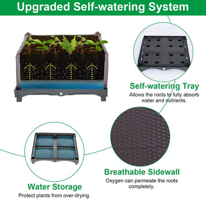 Raised Garden Bed with Self-watering System Rectangle Garden Planter for Garden Patio Balcony Elevated Planter Box for Flowers Vegetables Herbs New Era Fashion LLc