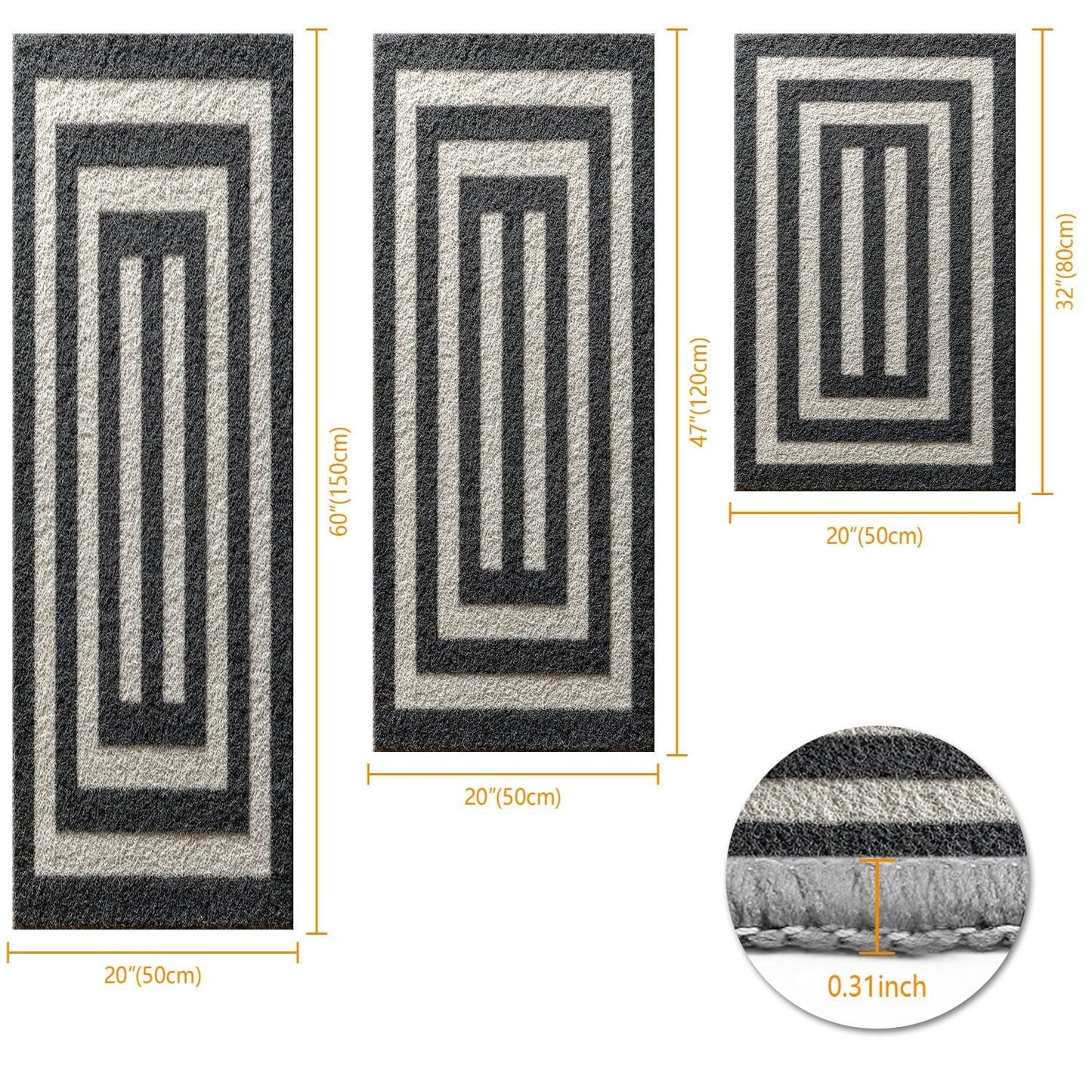 Three-piece kitchen rug set, non-slip and washable, abstract pattern kitchen hallway rug, soft and comfortable, suitable for sinks, floors, entrances, hallways and bathrooms. New Era Fashion LLc