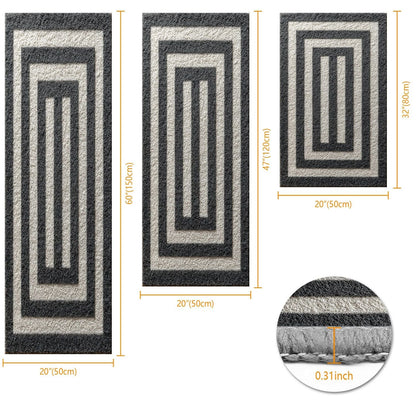 Three-piece kitchen rug set, non-slip and washable, abstract pattern kitchen hallway rug, soft and comfortable, suitable for sinks, floors, entrances, hallways and bathrooms. New Era Fashion LLc