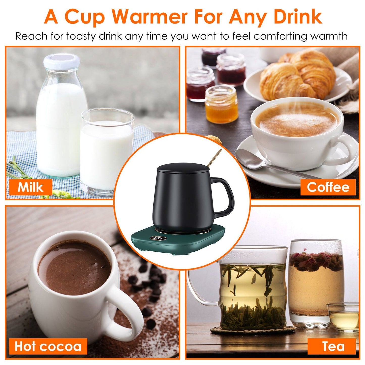 Electric Coffee Mug Warmer for Desk Auto Shut off USB Tea Milk Beverage Cup Heater Heating Plate for Office Home 3 Temperature Setting New Era Fashion LLc