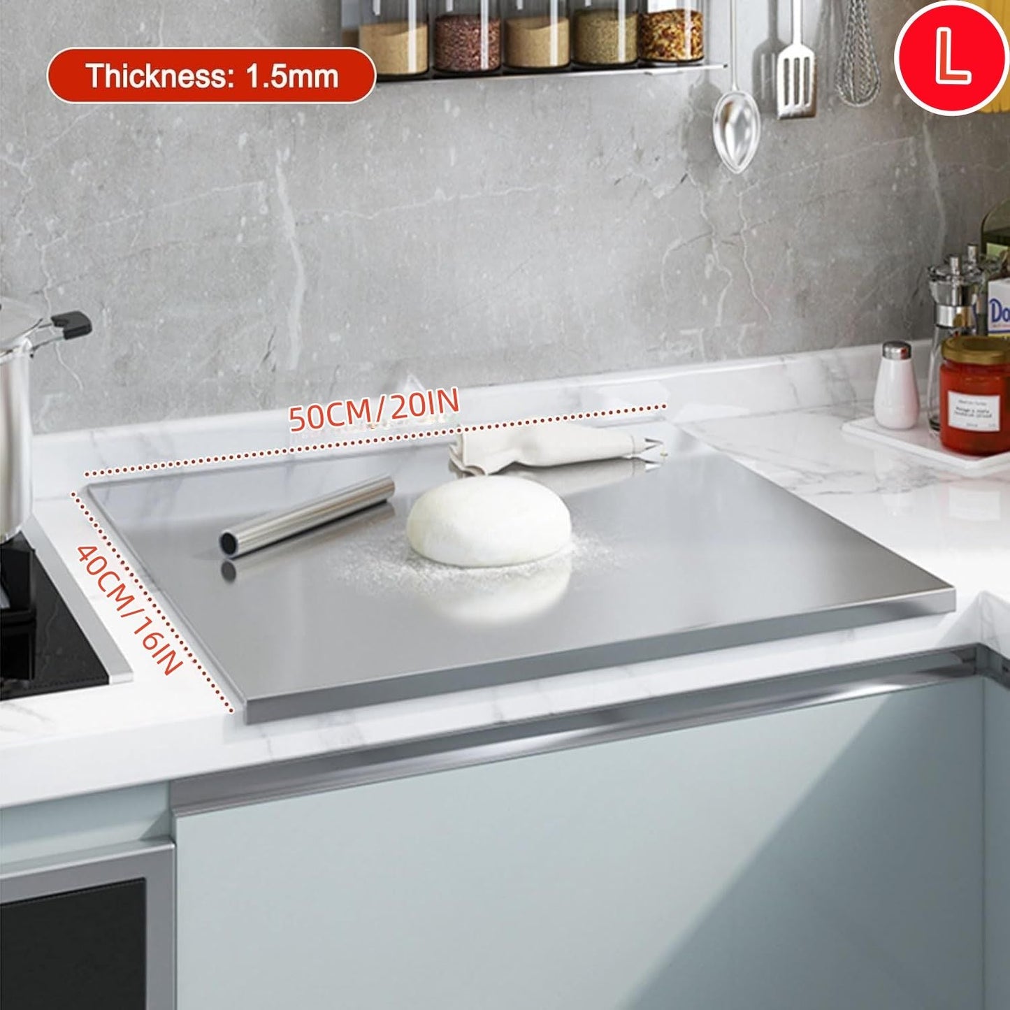 Stainless Steel Cutting Board with Lip for Kitchen Chopping Boards for Countertop Large Metal Cutting Board over Sink Suitable for Meat Fruits Vegetables Bread Noodle and Pizza Bamboo Knives New Era Fashion LLc