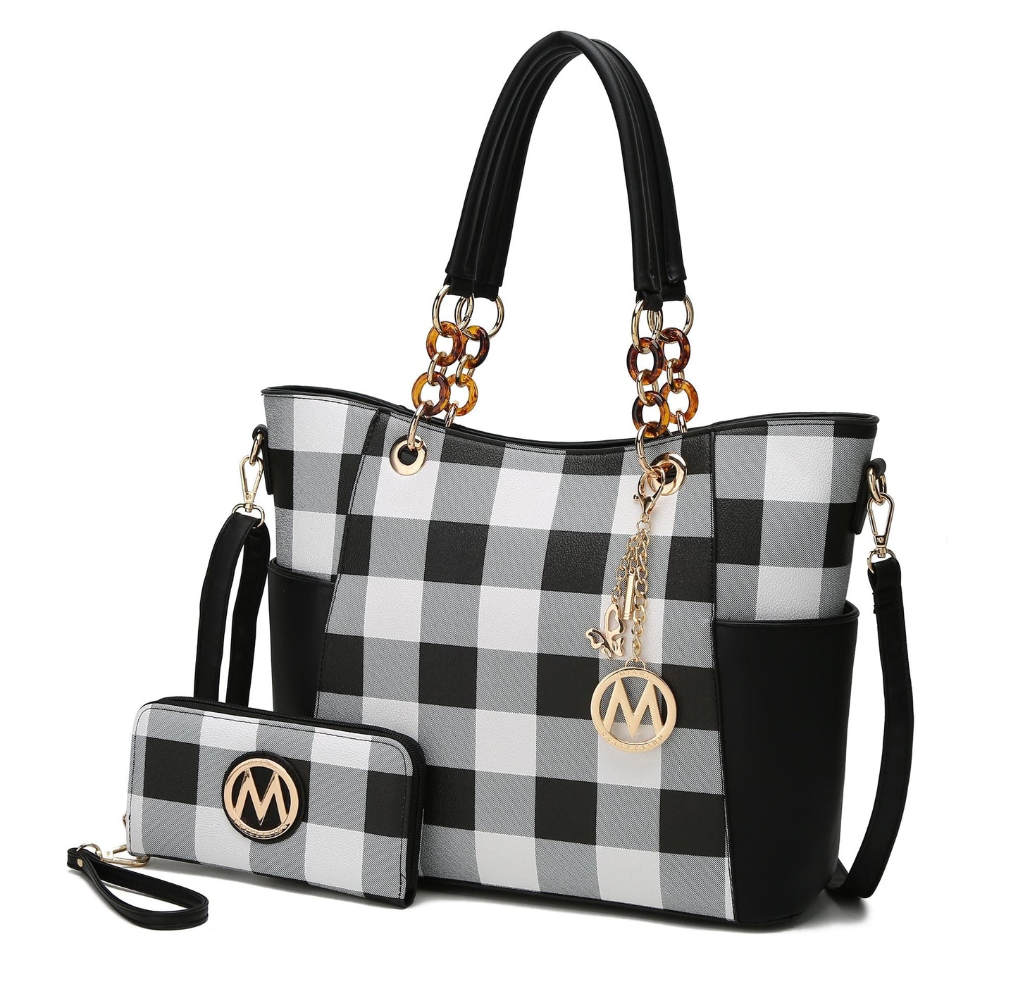 MKF Collection Bonita Checker Tote Handbag & Wallet Set Women by Mia K New Era Fashion LLc