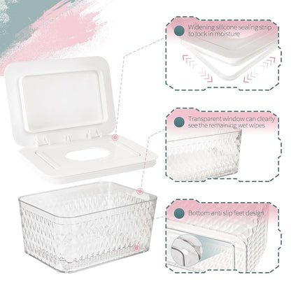 Wipes Dispenser, One-Handed Operation Wipe Holder for Baby & Adult, Seal-Designed Wipes Container for Bathroom Keep Diaper Wipes Fresh New Era Fashion LLc