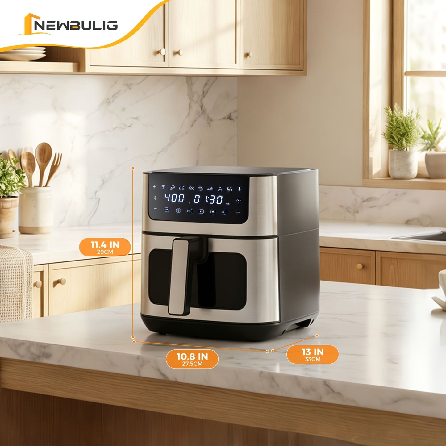 6.34QT Multi-Function Air Fryer with Ceramic Coating Suitable for Roast, Bake, Broil, Dehydrate, Reheat & Keep Warm, Digital Temperature (90°F-450°F), Easy-Clean Cooker for, -Type Plug ( Plug) New Era Fashion LLc