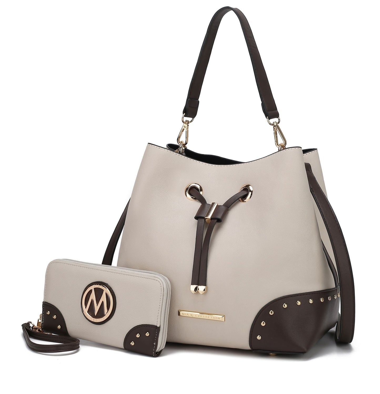 MKF Collection Candice Color Block Bucket Handbag with matching Wallet by Mia K New Era Fashion LLc
