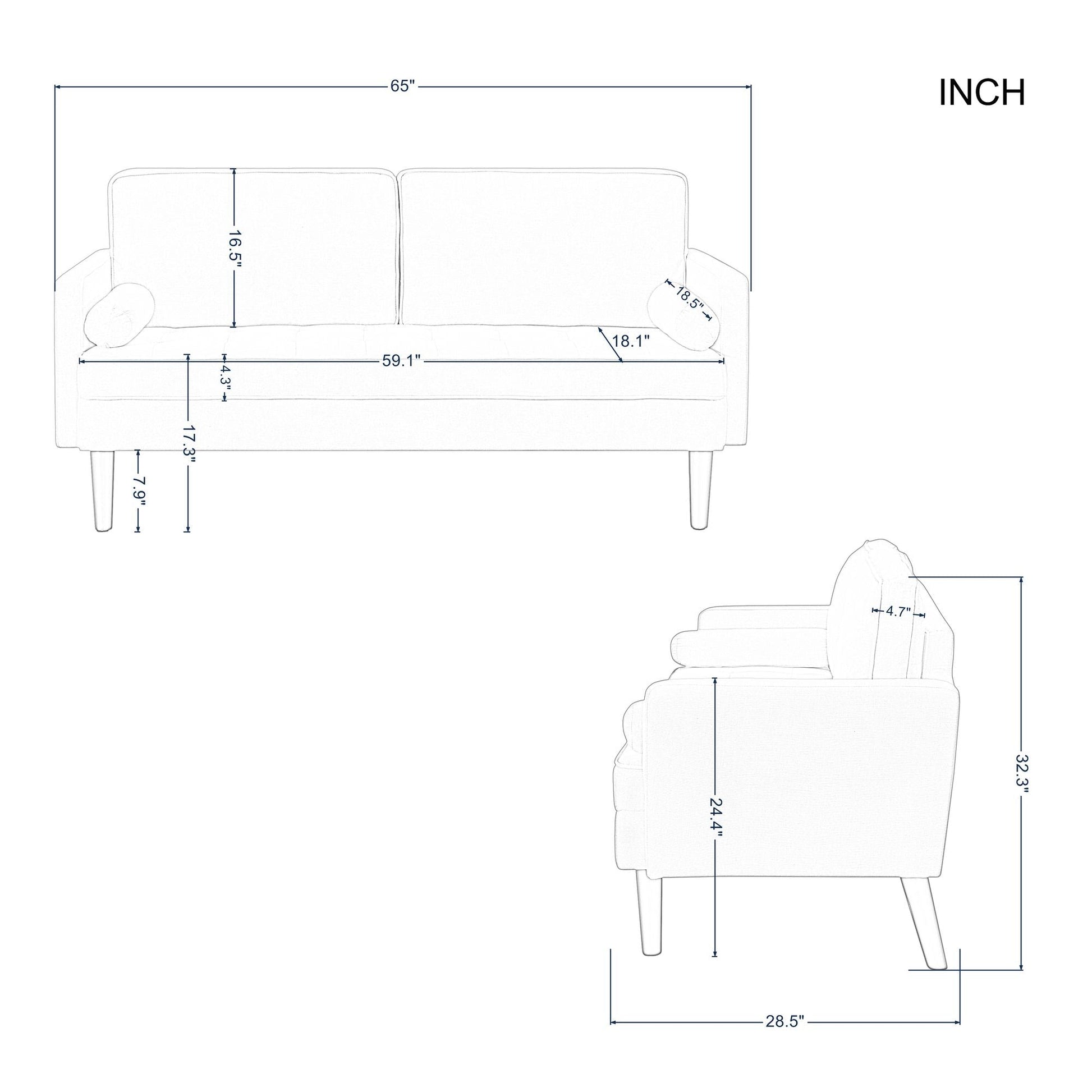 65' Modern Couch/Loveseat New Era Fashion LLc