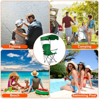 Foldable Beach Canopy Chair Sun Protection Camping Lawn Canopy Chair 330LBS Load Folding Seat New Era Fashion LLc