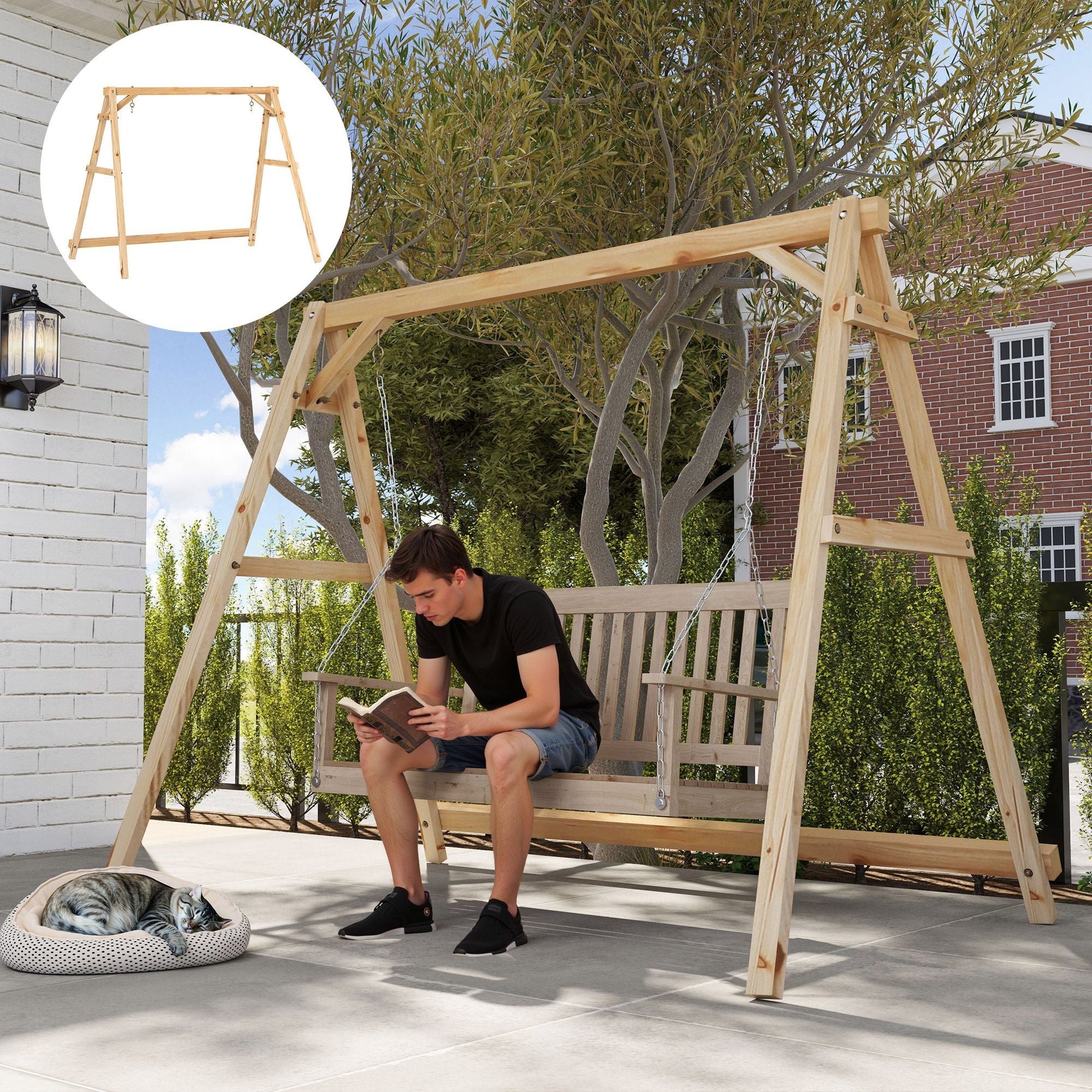 770lbs Porch Swing Frame, Heavy Duty A-Frame Hanging Chair Stand Only with Reinforced Bars for Porch, Garden, Backyard New Era Fashion LLc