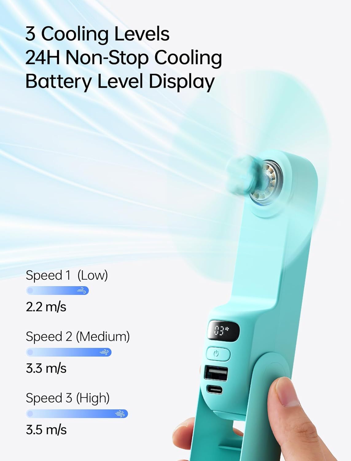 Handheld Travel Fan, Upgraded Mini Portable Fan with Up to 24 Working Hours for Long-term Outdoor Cooling, Combines Power Bank and Flashlight, Used for Summer, Cruise, Concert New Era Fashion LLc