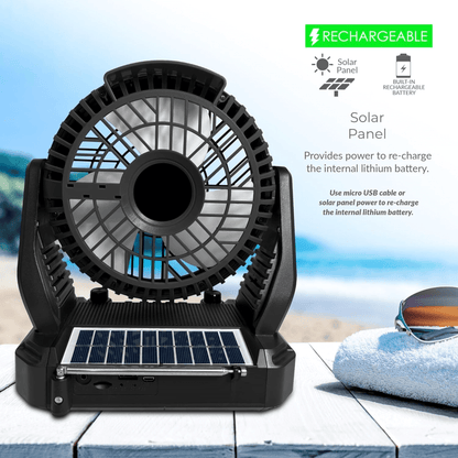 Supersonic Solar-Powered BT Speaker with FM Radio, LED Flashlight & Fan New Era Fashion LLc