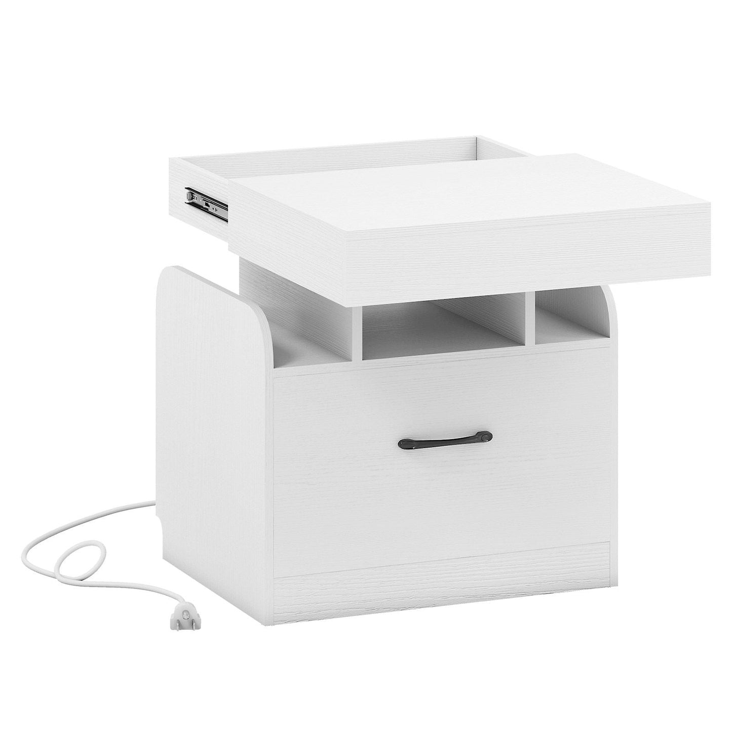 Nightstand with Charging Station Modern Bedside Table for Living Room Bedroom Office New Era Fashion LLc