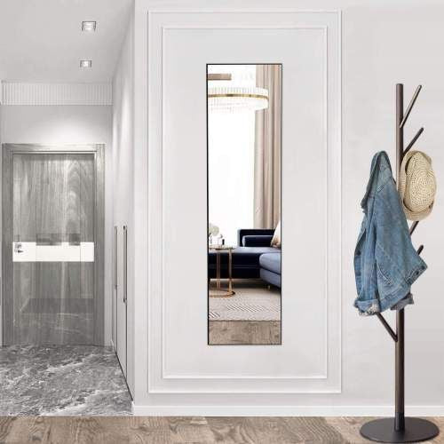 Floor Standing Mirror, Wall Mirror with Stand Aluminum Alloy Thin Frame,21''*64'',Black-rect New Era Fashion LLc
