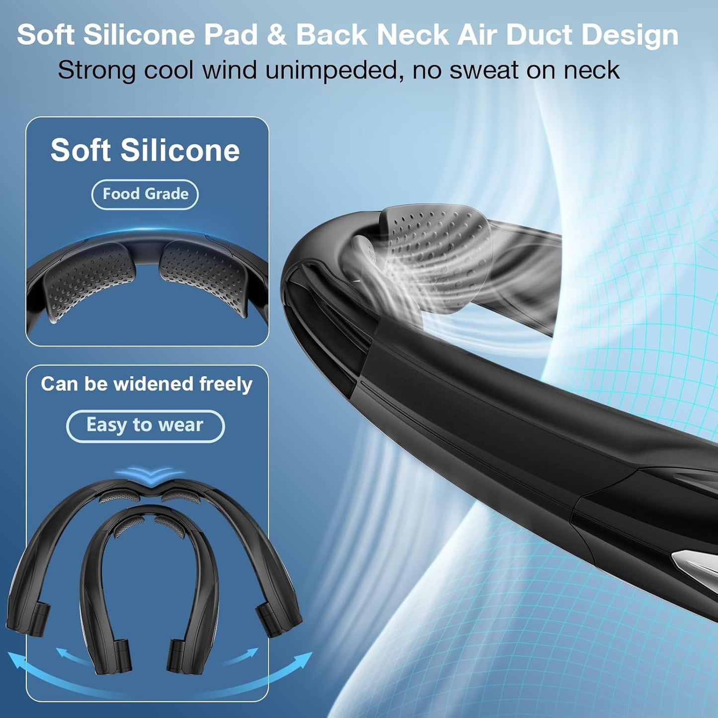 Neck Fan, 6 Speeds Adjustable Portable Personal Fan Rechargeable, Faster Cooling Wearable Fan, Ultra Quiet for Home, Office, Travel, Outdoor New Era Fashion LLc