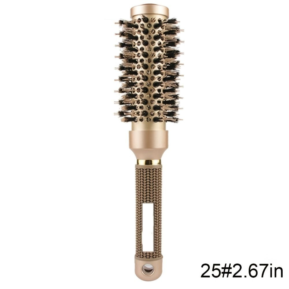 Round Brush For Blow Drying; Nano Thermal Ceramic & Ionic Tech Hair Brush With Boar Bristles; Professional Round Barrel Brush For Styling; Curling And Straightening New Era Fashion LLc
