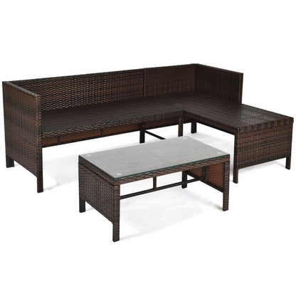 3 Pieces Outdoor Patio Corner Rattan Sofa Set New Era Fashion LLc