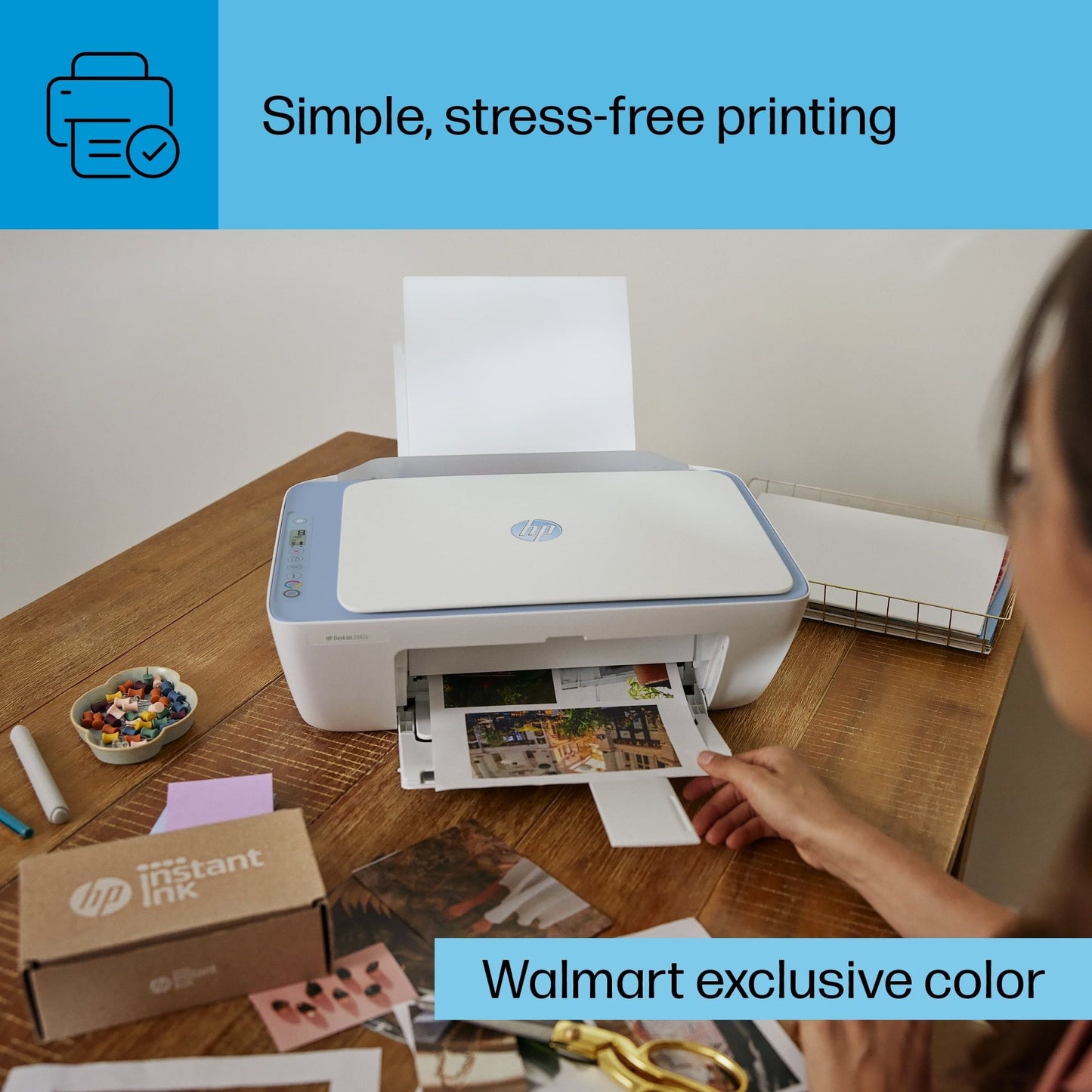 DeskJet 2842e Wireless All-in-One Color Inkjet Printer (Blue), Scanner, Copier, 6 Months Instant Ink New Era Fashion LLc