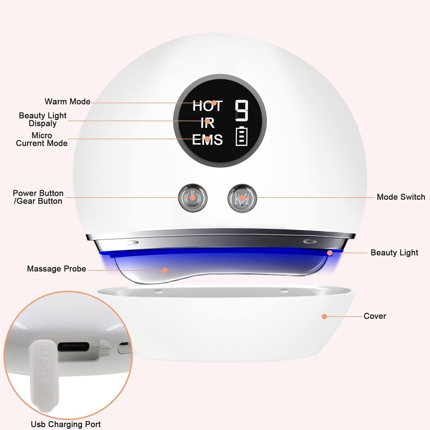 1pc Electric Gua Sha Facial Tools; Face Scraping Massager With 9 Modes; Skin Care Tool For Anti-Aging; Improve Facial Contour New Era Fashion LLc