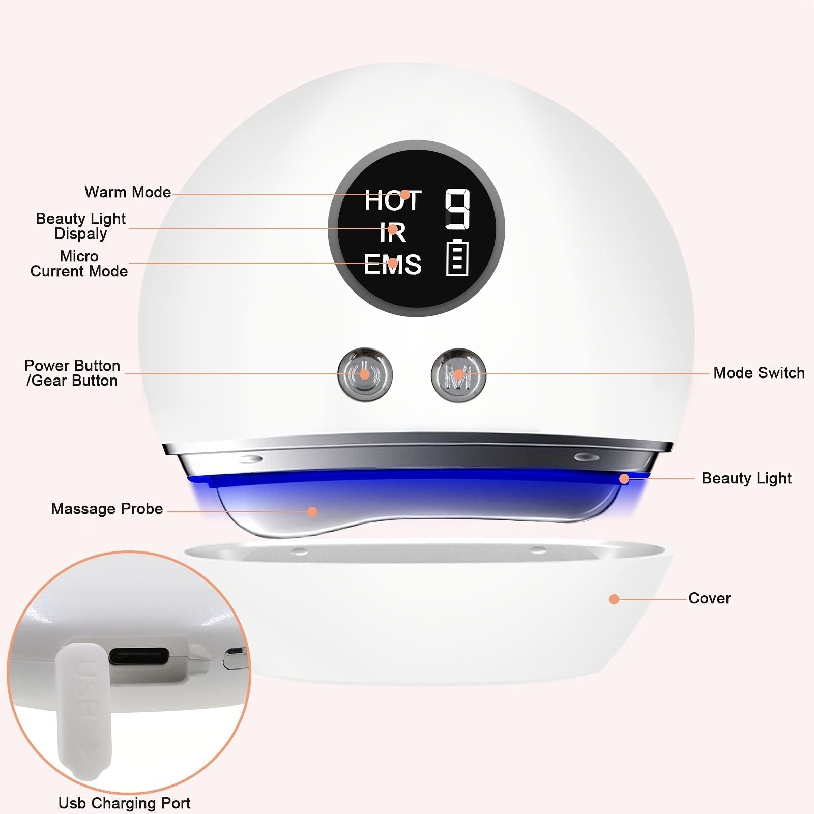 1pc Electric Gua Sha Facial Tools; Face Scraping Massager With 9 Modes; Skin Care Tool For Anti-Aging; Improve Facial Contour New Era Fashion LLc