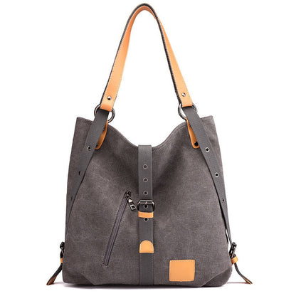 Ladies Canvas Tote Bag Multifunctional Purse Handbag Adjustable Shoulder Rucksack Convertible Backpack Wear-Resistant Dirt-Proof For Women School Office Travel New Era Fashion LLc