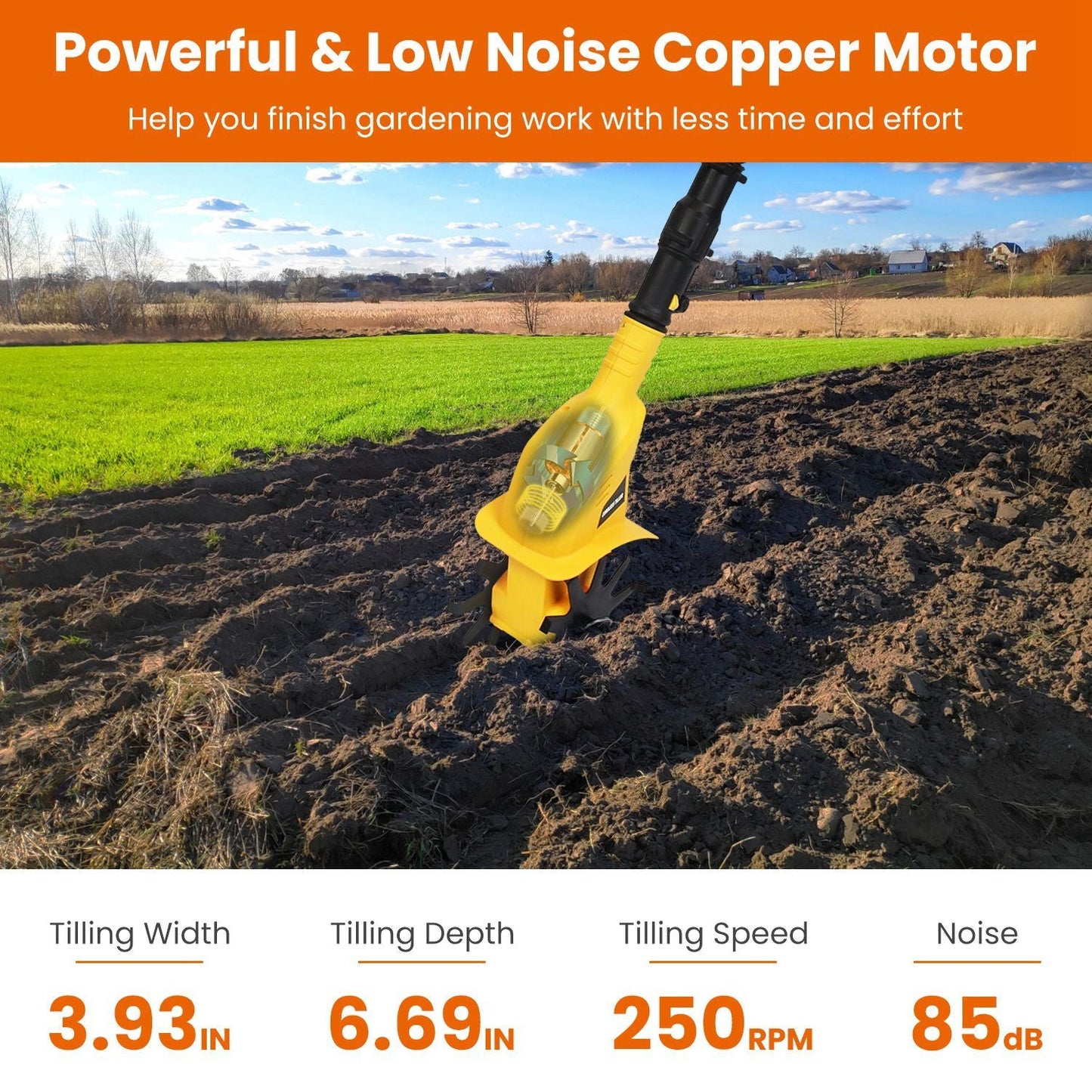 20V Cordless Tiller Cultivator, 250RPM Electric Garden Tiller Depth Garden Rototiller for Lawn/Gardening/Soil Cultivation New Era Fashion LLc