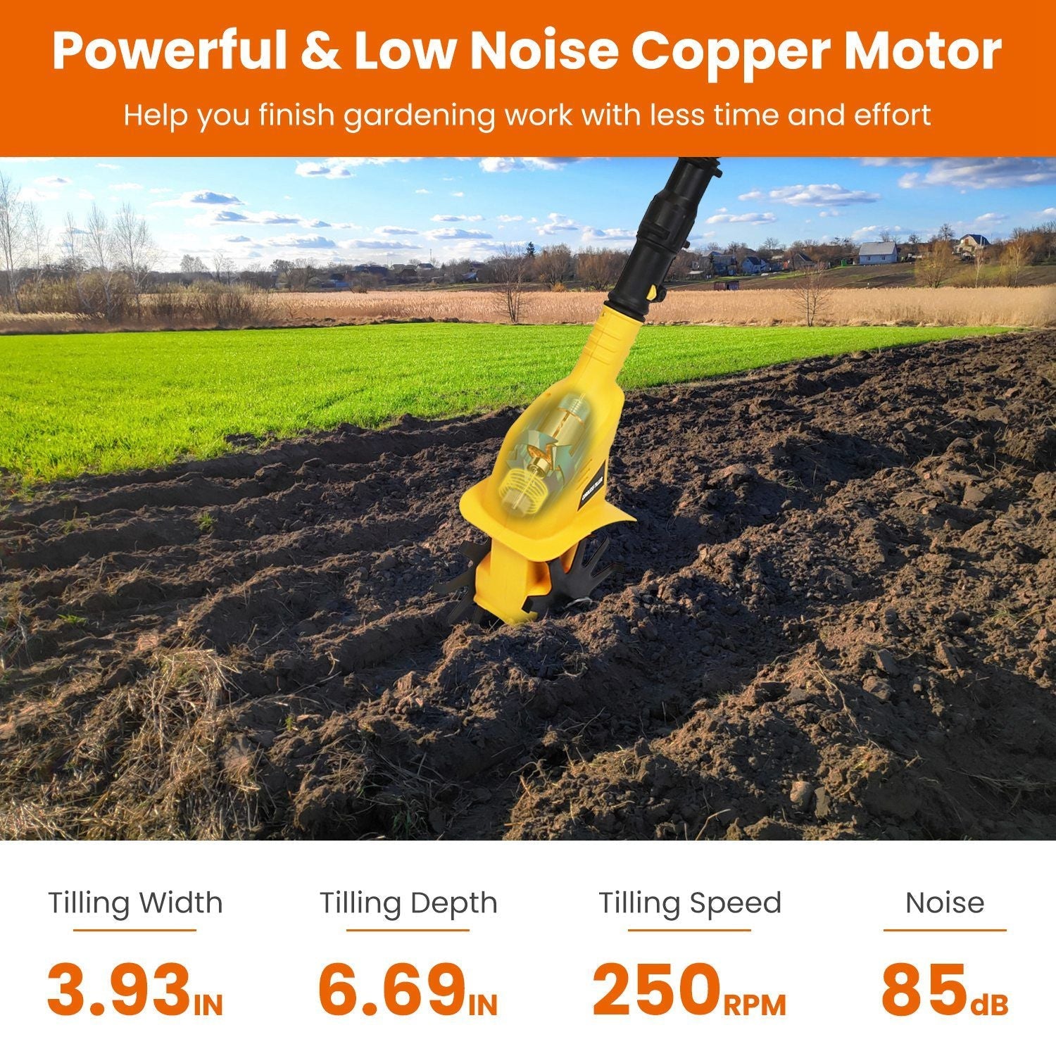 20V Cordless Tiller Cultivator, 250RPM Electric Garden Tiller Depth Garden Rototiller for Lawn/Gardening/Soil Cultivation New Era Fashion LLc