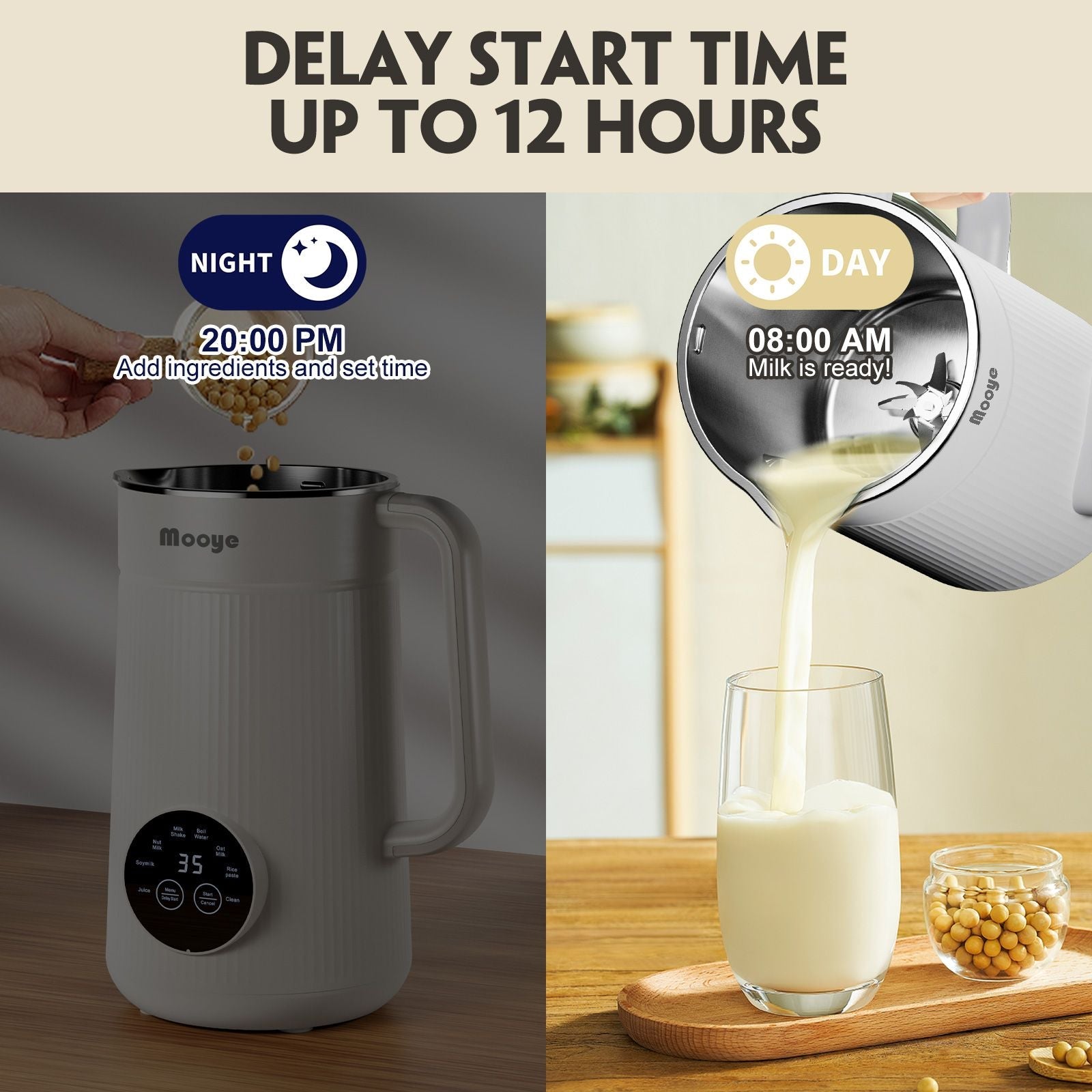 8 in 1 Automatic Nut Milk Maker Machine,35oz Multi-Functional Soy Milk Maker with 10 Blades, Plant-Based, Oat, Almond, Dairy Free Beverages with 12h Timer, Heating, Auto-clean, Keep Warm 2h New Era Fashion LLc