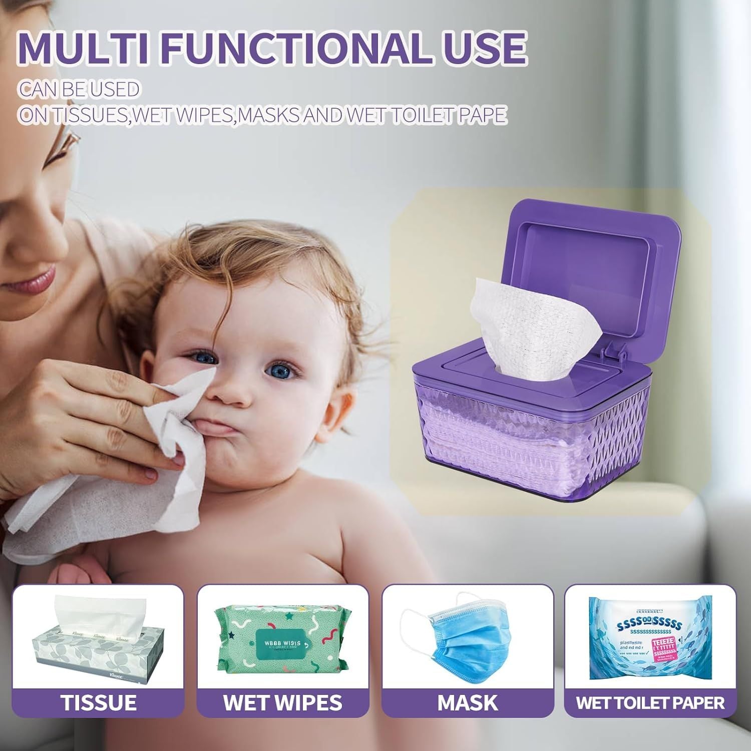 Wipes Dispenser, One-Handed Operation Wipe Holder for Baby & Adult, Seal-Designed Wipes Container for Bathroom Keep Diaper Wipes Fresh New Era Fashion LLc