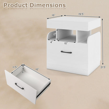 Nightstand with Charging Station Modern Bedside Table for Living Room Bedroom Office New Era Fashion LLc