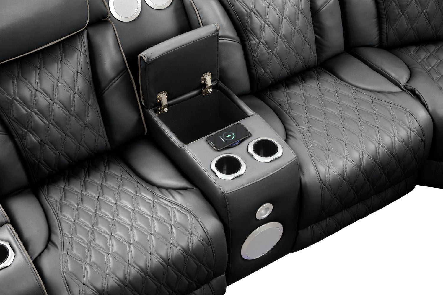 Fortuner Modern Style Upholstery Recliner Loveseat Made with Wood & Massage Function Included-Black New Era Fashion LLc