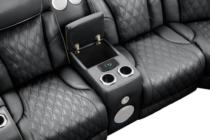 Fortuner Modern Style Upholstery Recliner Loveseat Made with Wood & Massage Function Included-Black New Era Fashion LLc